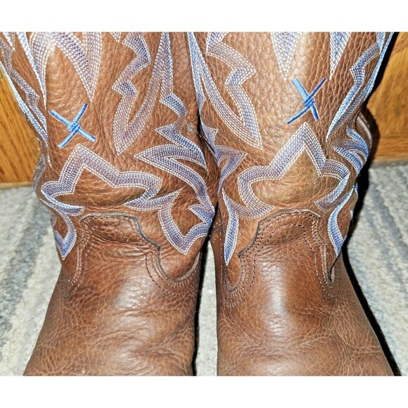 TWISTED X Mens 8.5D Cowboy Work Boots Steel Toe Leather Brown Slip Resistant